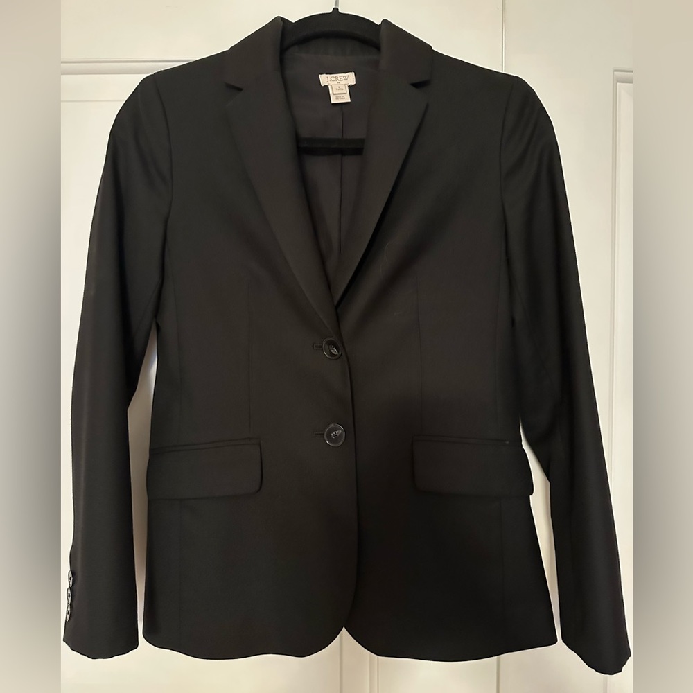 J.Crew black suit. Skirt size 2, jacket size 2P